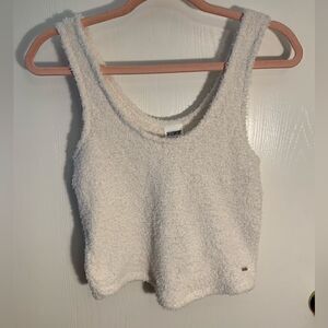 Victoria’s Secret PINK EUC ivory soft fuzzy sweater tank top Size XS